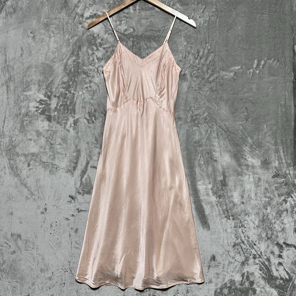 1940s Seamprufe Tailored Slip Dress Womens‎ Size 36 Blush Pink Bias Liquid Satin